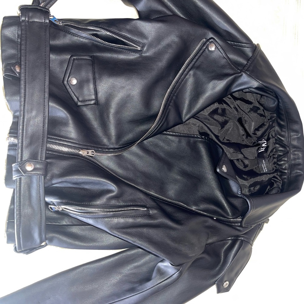 USED Zara leather biker jacket